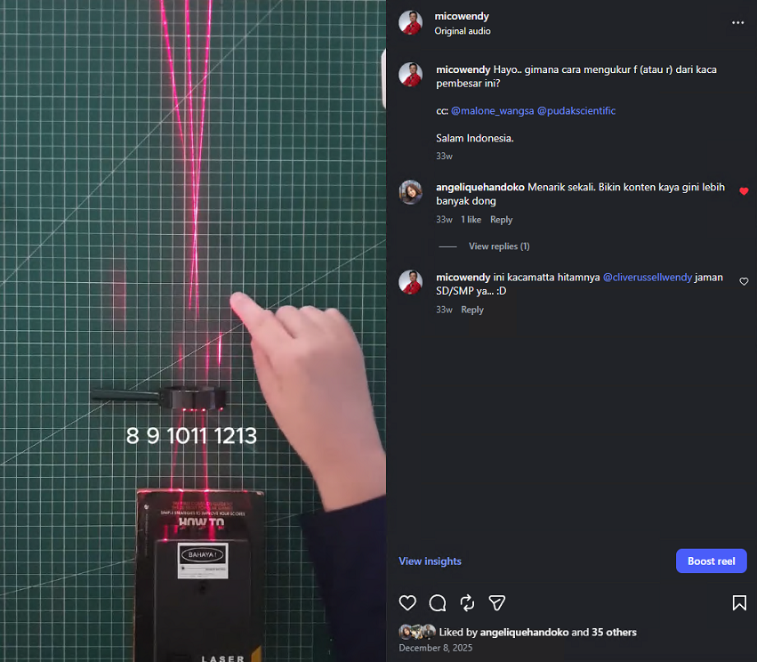 Video pemakaian alat di Instagram, 5 Desember 2025
