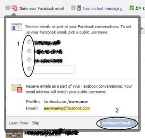 choose your email in facebook